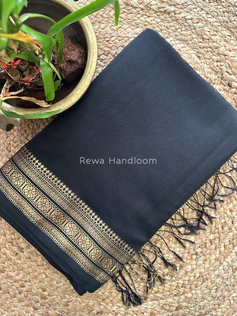 Maheshwari Black Zari Skirt Saree ZS062