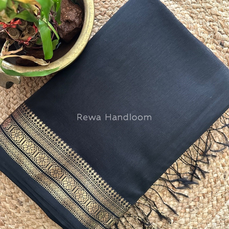 Maheshwari Black Zari Skirt Saree ZS062