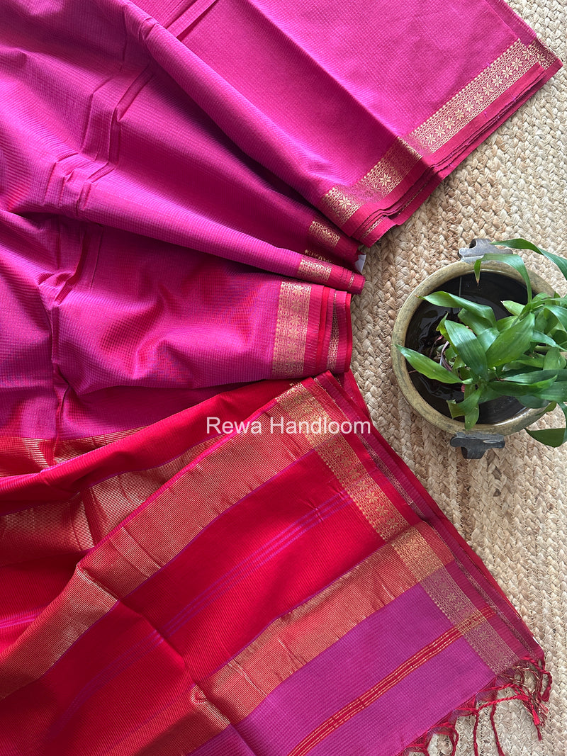 Maheshwari Pink Garbha Reshami Silk Saree GS354