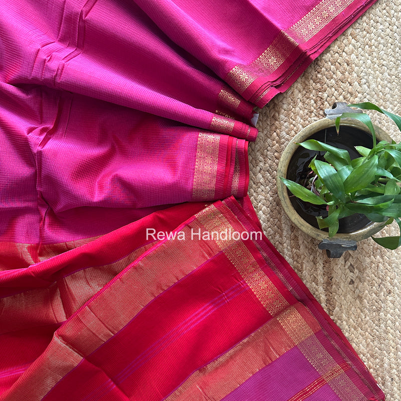 Maheshwari Pink Garbha Reshami Silk Saree GS354