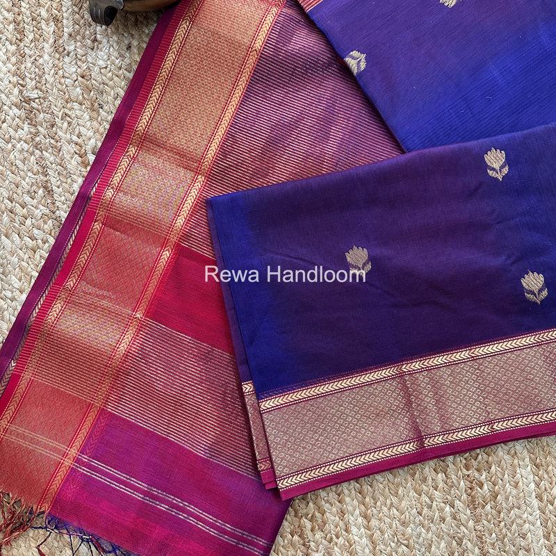 Maheshwari Purple Lotus Shaded Butta Saree SLB01