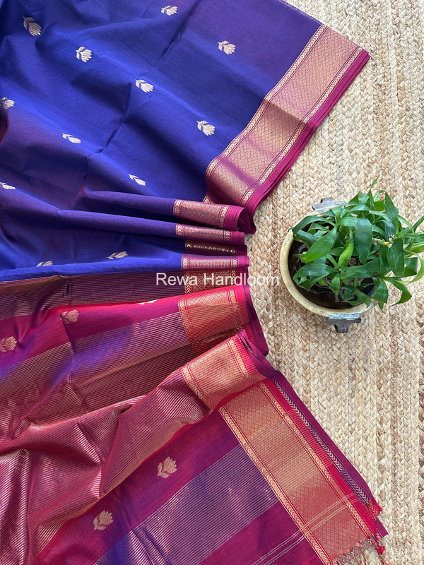 Maheshwari Purple Lotus Shaded Butta Saree SLB01