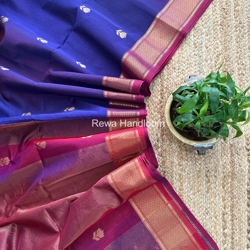 Maheshwari Purple Lotus Shaded Butta Saree SLB01
