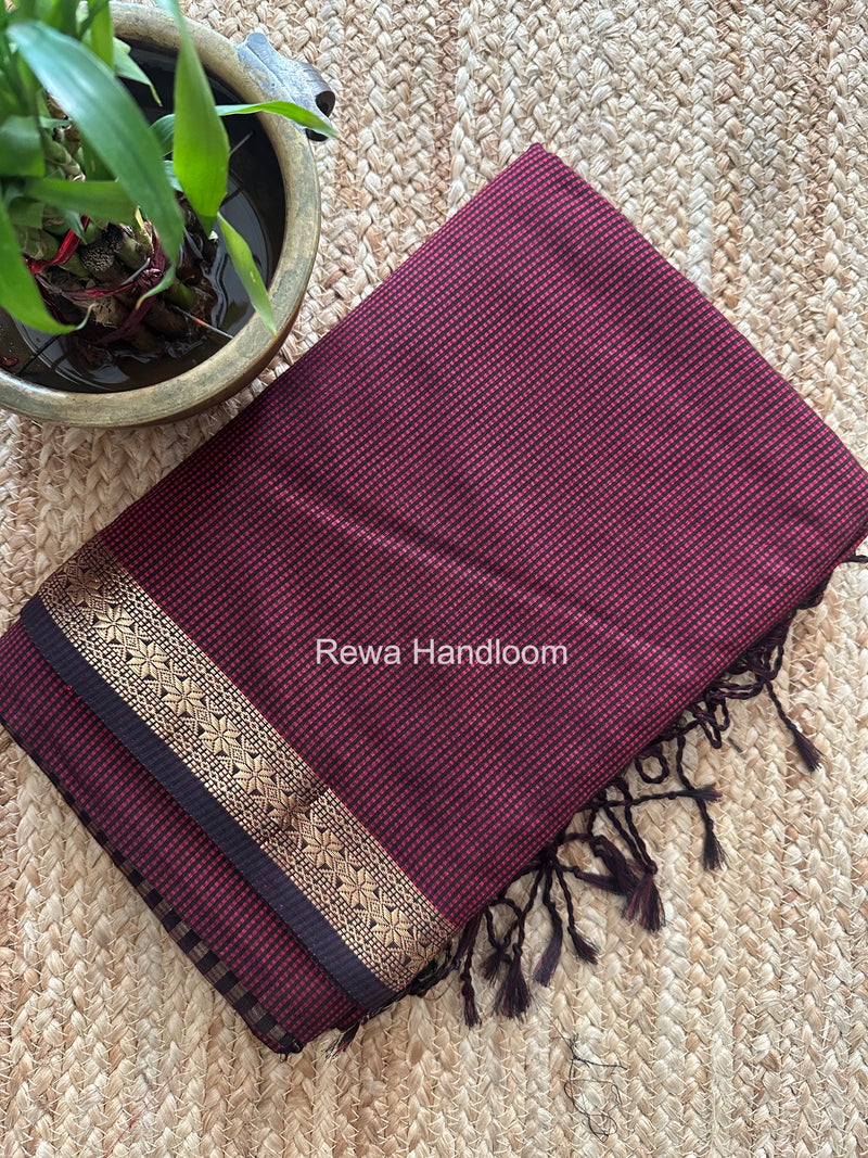 Maheshwari Maroon Garbha Reshami Silk Saree GS353