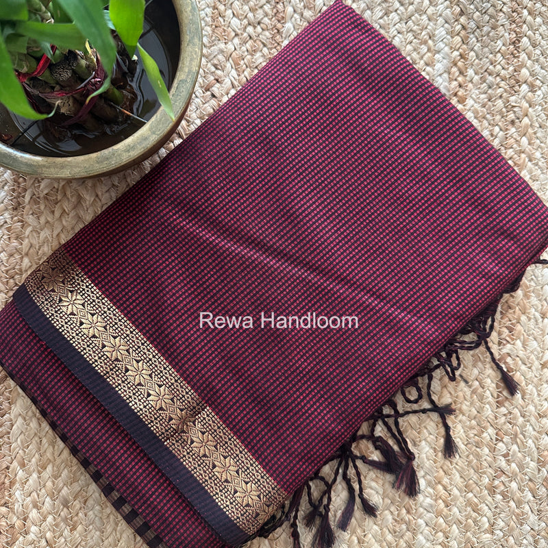 Maheshwari Maroon Garbha Reshami Silk Saree GS353