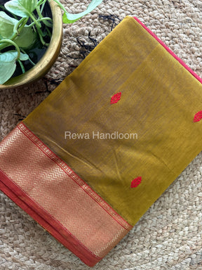 Turmeric Zari Butti ~ Maheshwari Saree