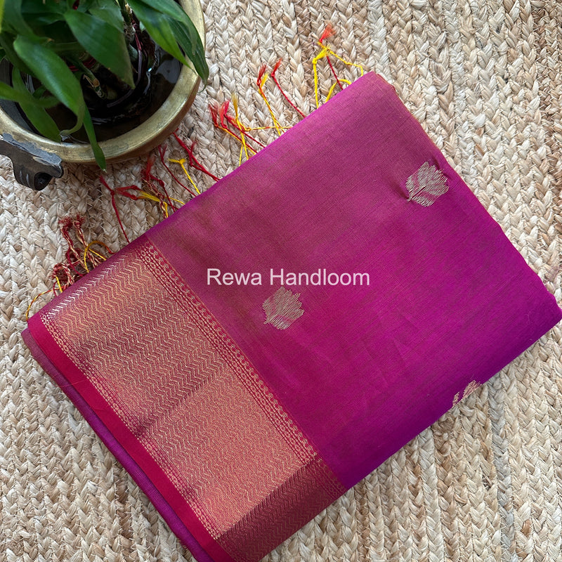 Maheshwari Magenta Lotus Shaded Butta Saree SLB03