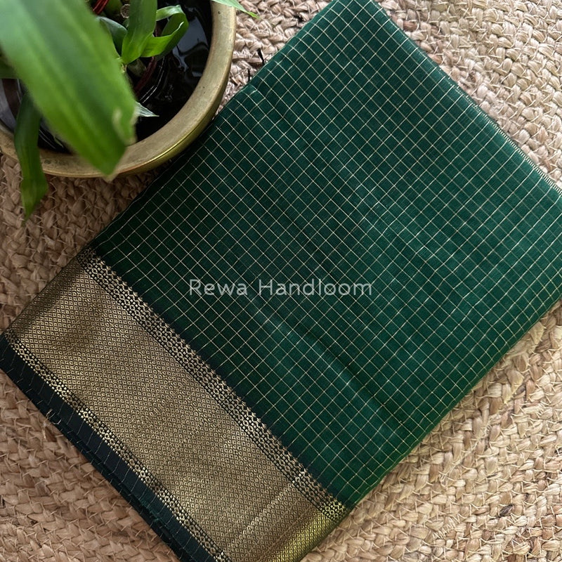 Maheshwari Green Zari Checks Saree ZCHX047