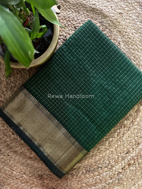 Maheshwari Green Zari Checks Saree ZCHX047