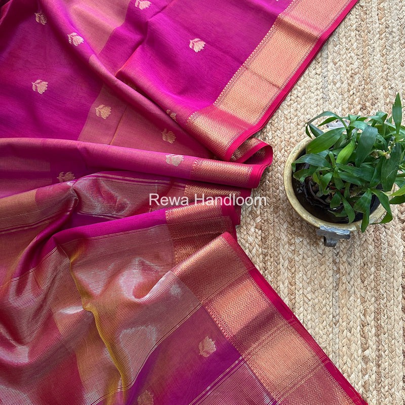Maheshwari Magenta Lotus Shaded Butta Saree SLB03