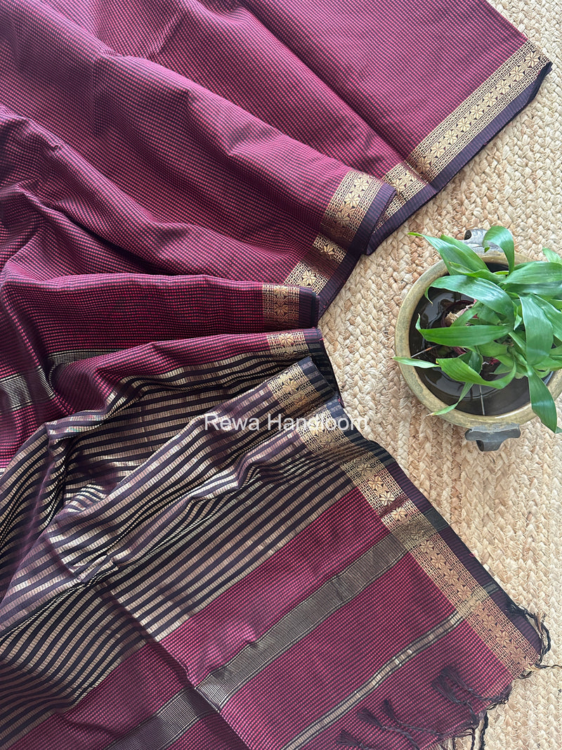 Maheshwari Maroon Garbha Reshami Silk Saree GS353