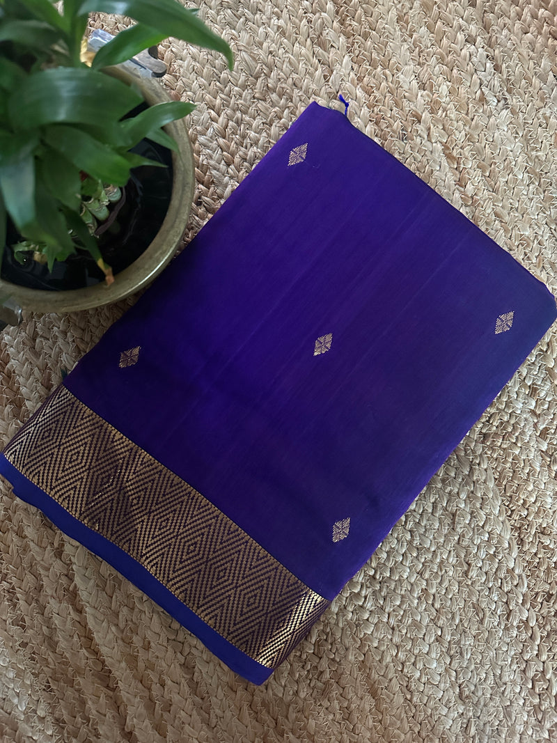 Dark Purple Zari Butti Maheshwari Saree DBSS03