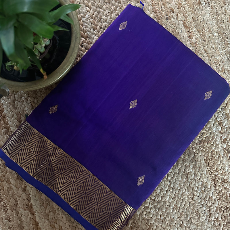 Dark Purple Zari Butti Maheshwari Saree DBSS03