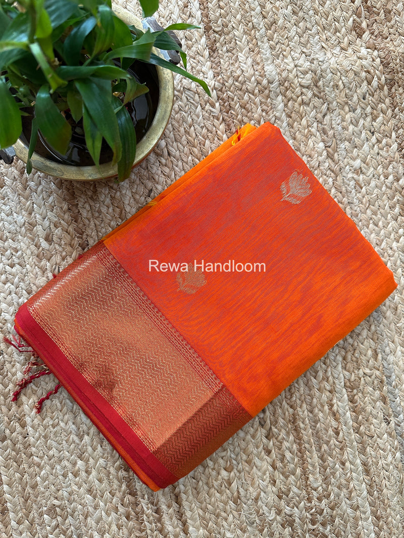 Maheshwari Orange Lotus Shaded Butta Saree SLB02