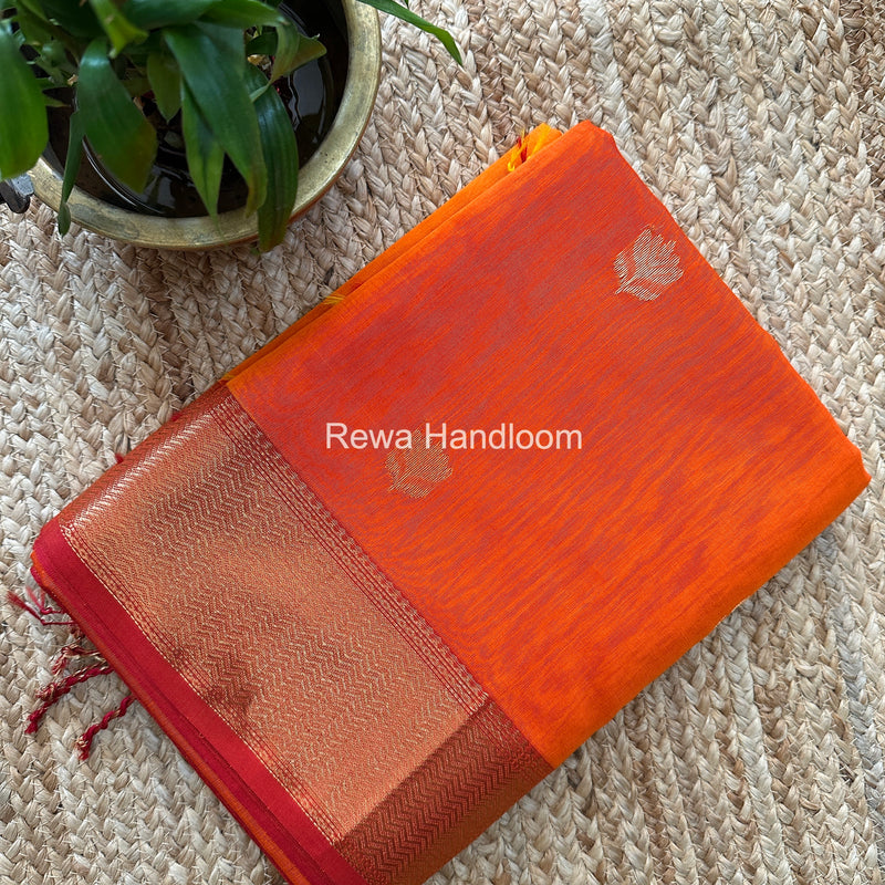 Maheshwari Orange Lotus Shaded Butta Saree SLB02
