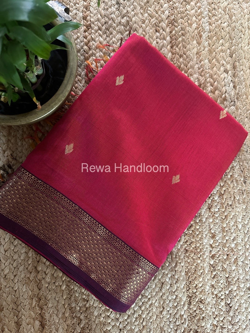 Pink Zari Butti Maheshwari Saree DBSS01