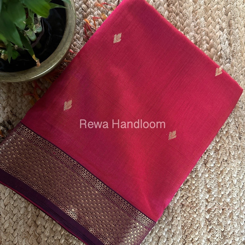 Pink Zari Butti Maheshwari Saree DBSS01