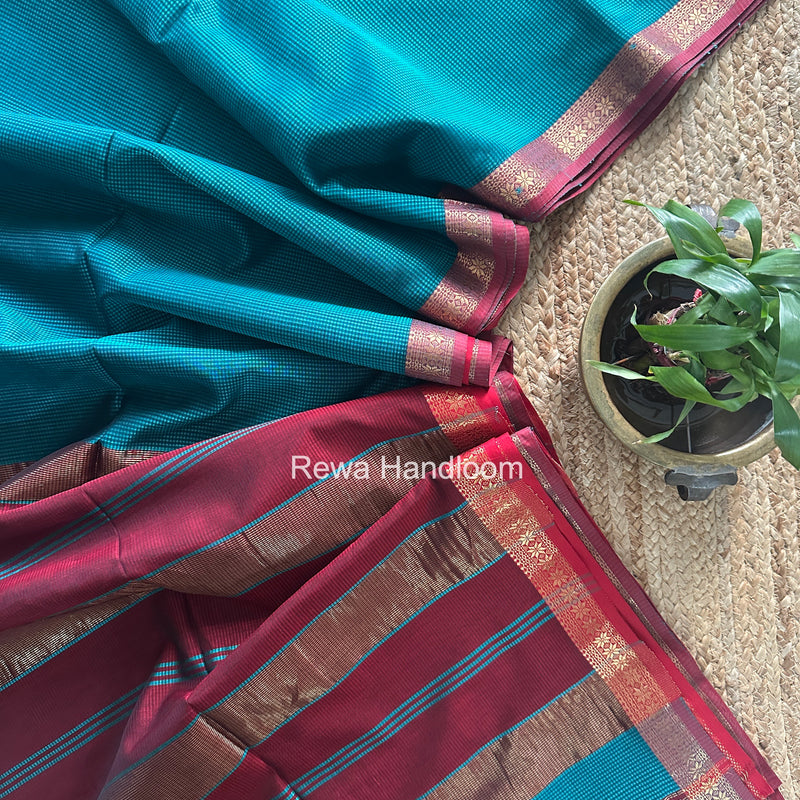 Maheshwari Sea Green Garbha Reshami Silk Saree GS350