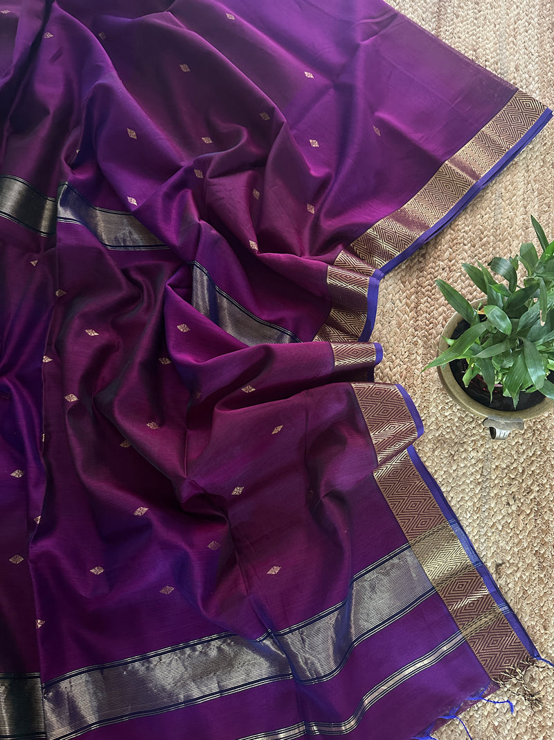 Purple Zari Butti Maheshwari Saree DBSS05 