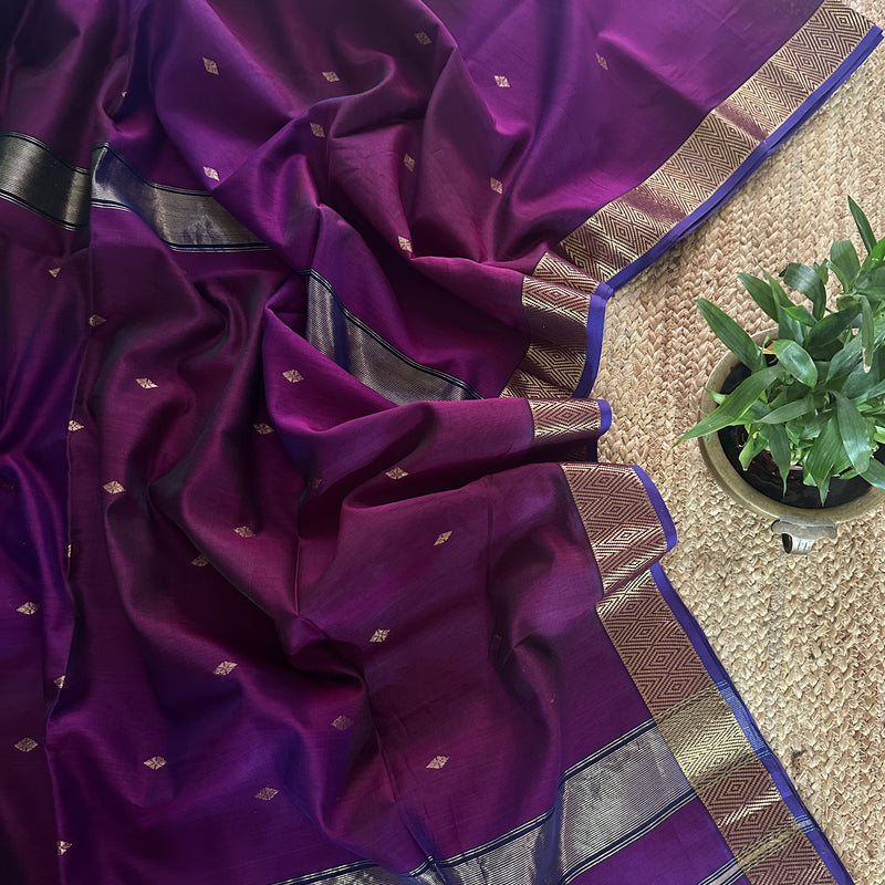 Purple Zari Butti Maheshwari Saree DBSS05 