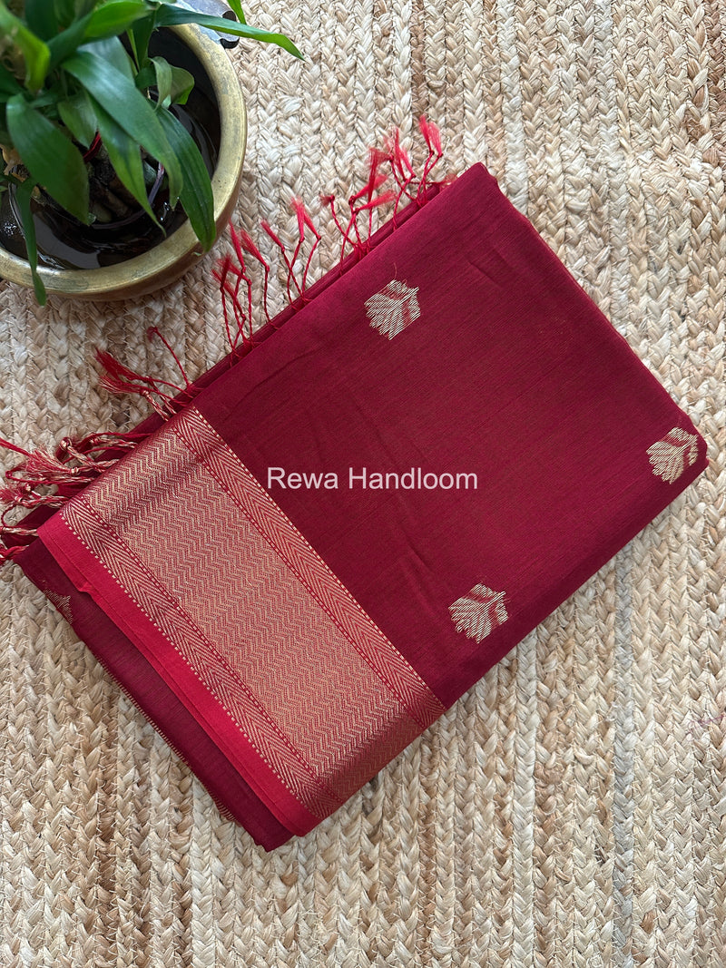 Maheshwari Maroon Lotus Butta Saree LLBS040