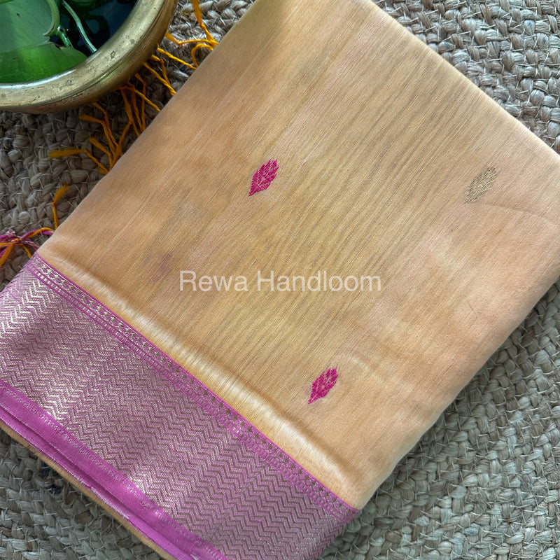 Turmeric  Zari Butti ~ Maheshwari Saree