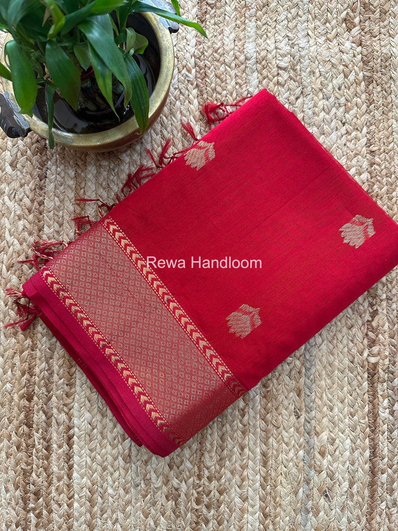 Maheshwari Red Lotus Butta Saree LLBS039