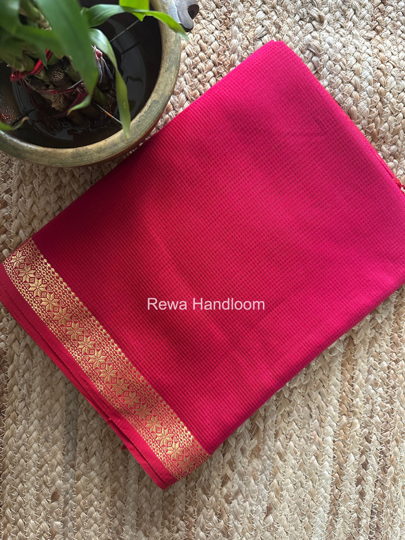 Maheshwari Pink Garbha Reshami Silk Saree GS348 Rewa Handloom