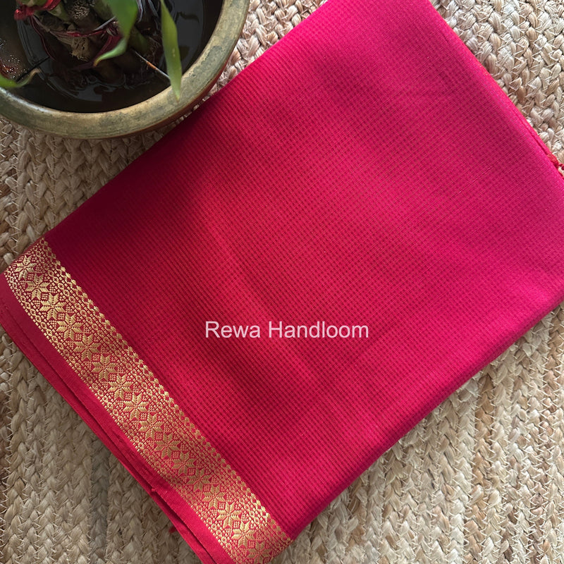 Maheshwari Pink Garbha Reshami Silk Saree GS348 Rewa Handloom