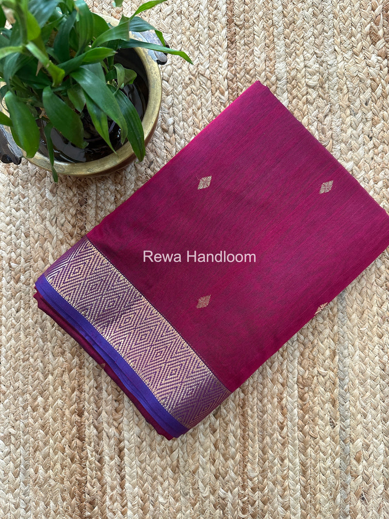 Maheshwari Magenta Diamond Shaded Butti Saree DBSS010