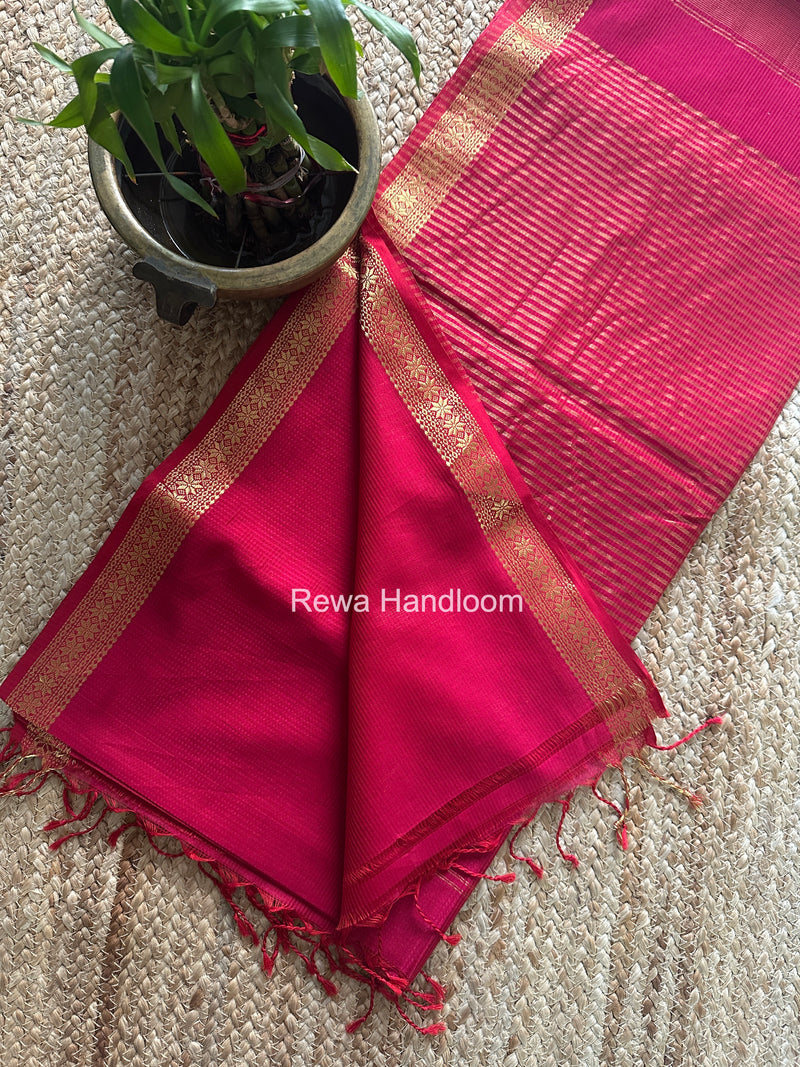 Maheshwari Pink Garbha Reshami Silk Saree GS348