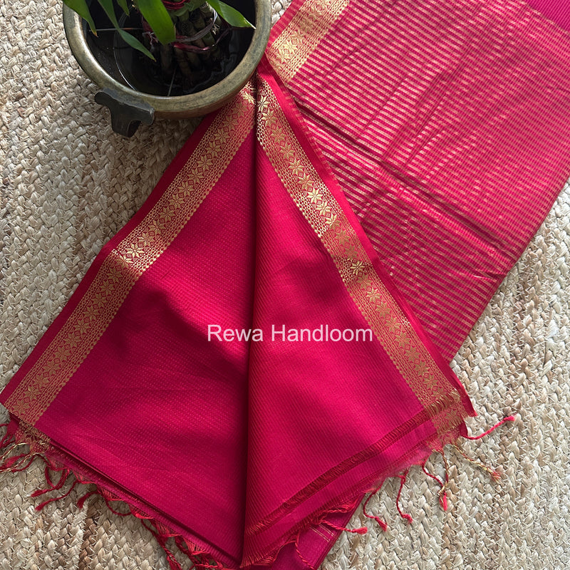 Maheshwari Pink Garbha Reshami Silk Saree GS348