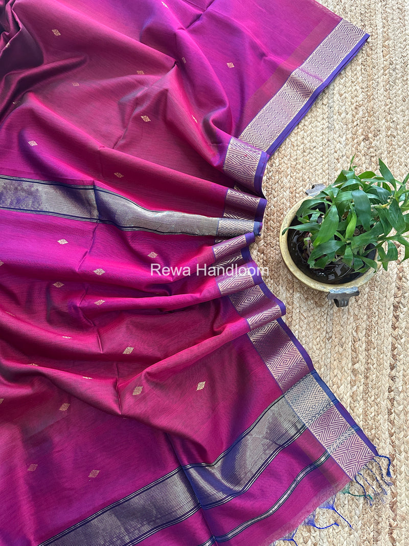 Maheshwari Magenta Diamond Shaded Butti Saree DBSS010