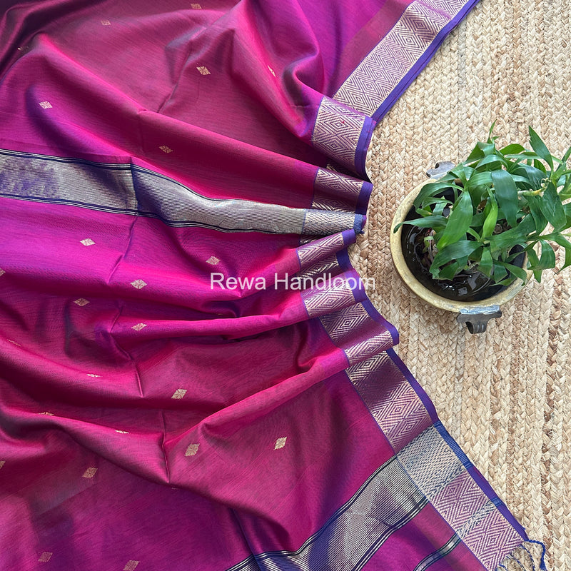 Maheshwari Magenta Diamond Shaded Butti Saree DBSS010