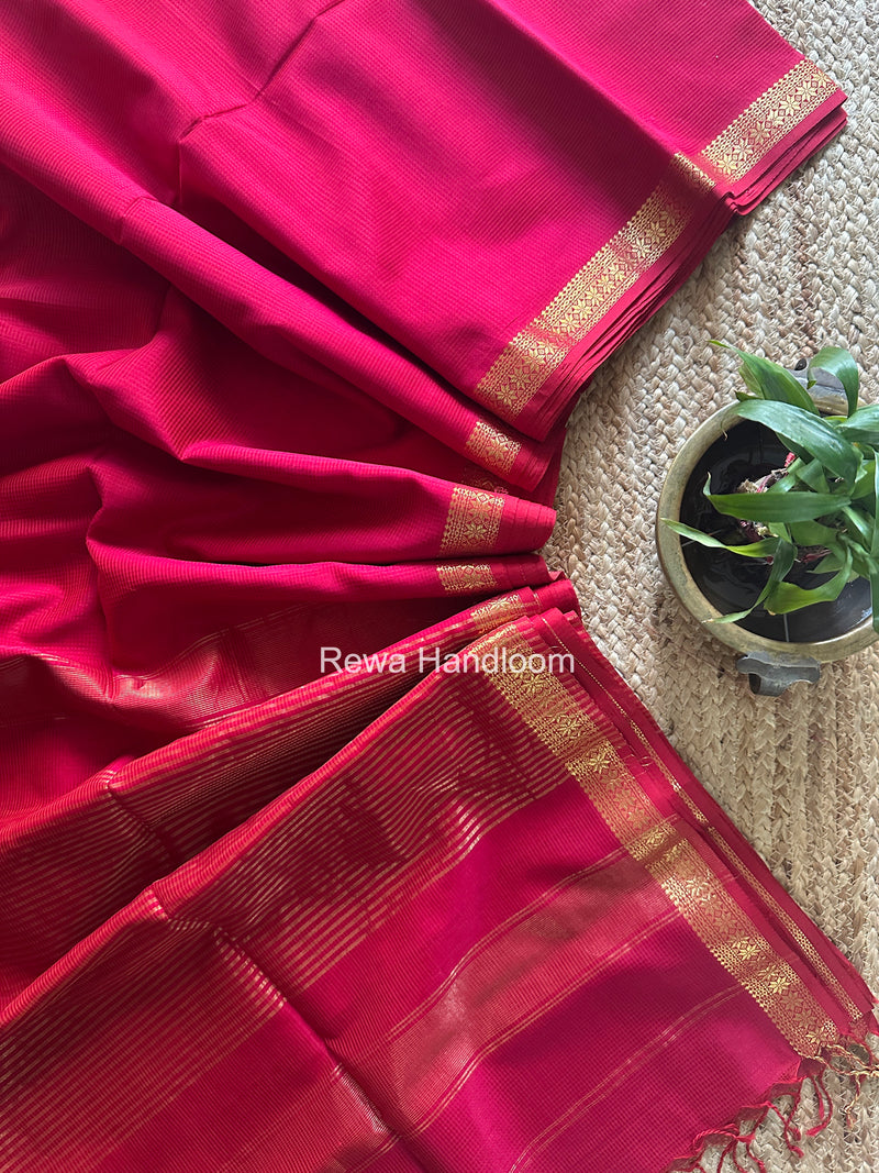 Maheshwari Pink Garbha Reshami Silk Saree GS348