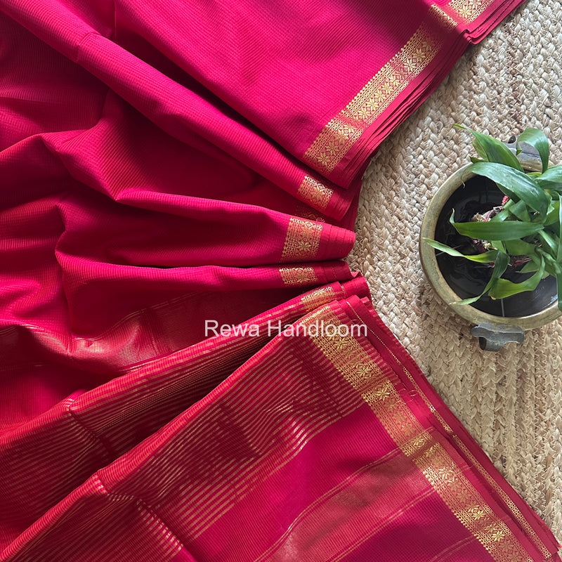 Maheshwari Pink Garbha Reshami Silk Saree GS348