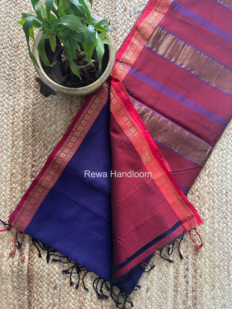 Maheshwari Purple Garbha Reshami Silk Saree GS347