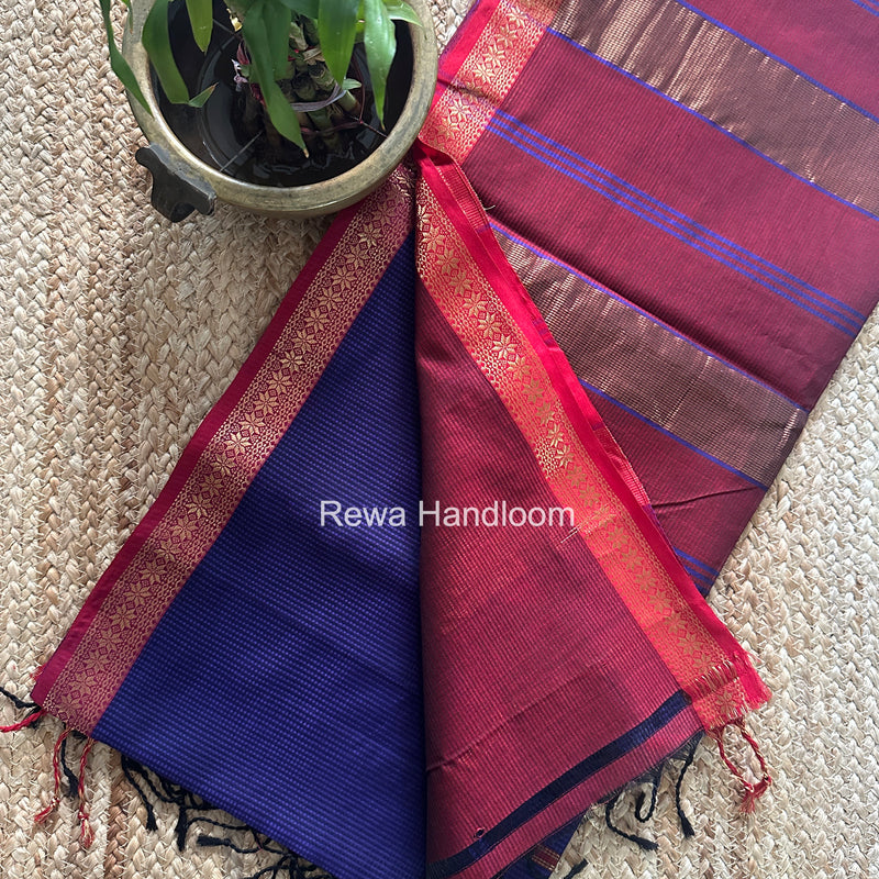 Maheshwari Purple Garbha Reshami Silk Saree GS347