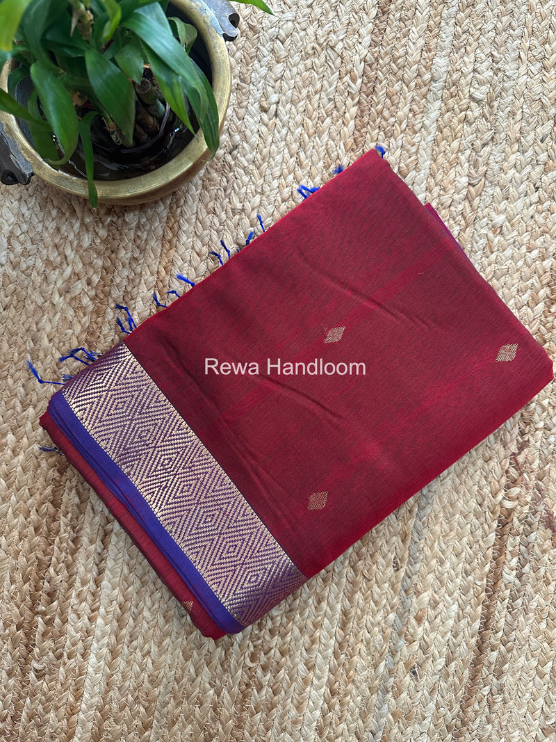 Maheshwari Maroon Diamond Shaded Butti Saree DBSS016