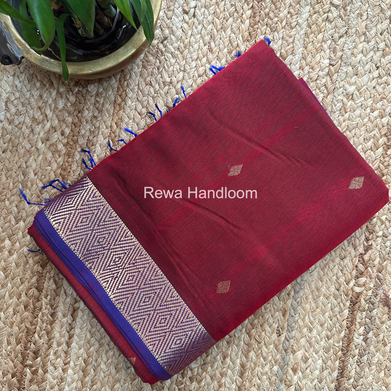 Maheshwari Maroon Diamond Shaded Butti Saree DBSS016