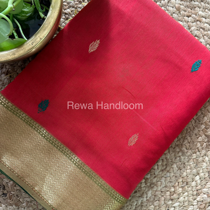 Turmeric Zari Butti ~ Maheshwari Saree