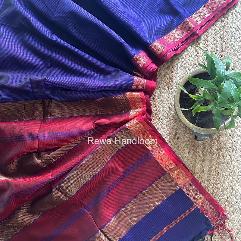 Maheshwari Purple Garbha Reshami Silk Saree GS347