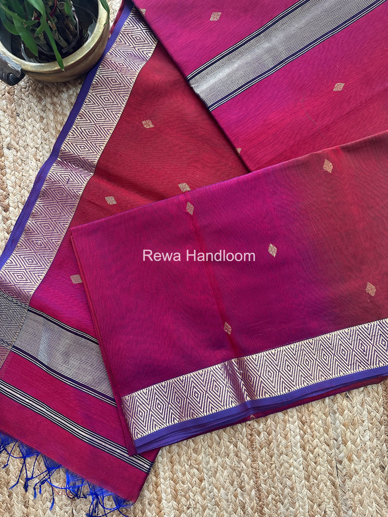 Maheshwari Maroon Diamond Shaded Butti Saree DBSS016