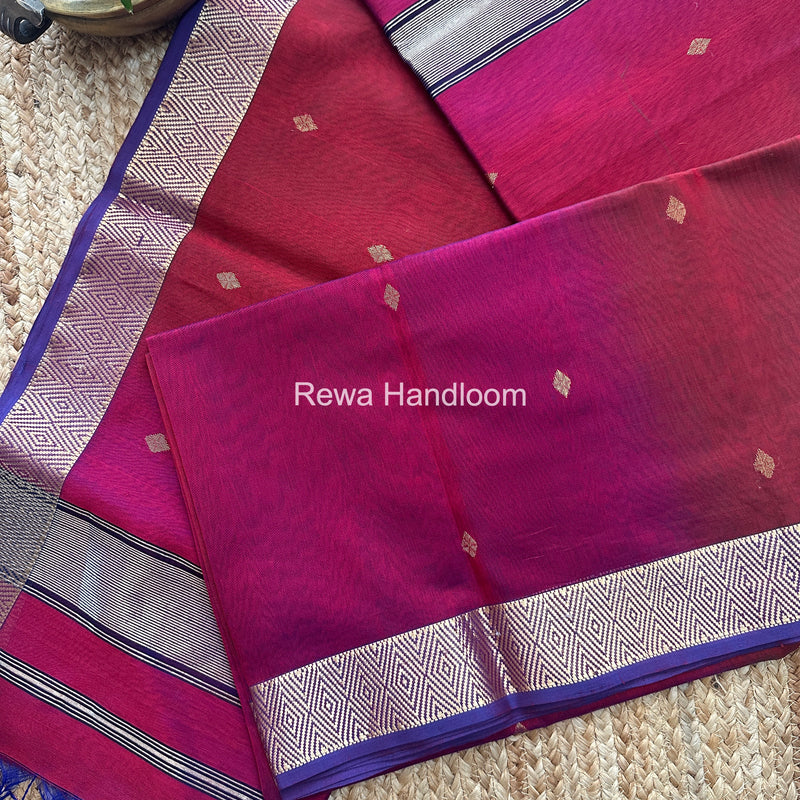 Maheshwari Maroon Diamond Shaded Butti Saree DBSS016
