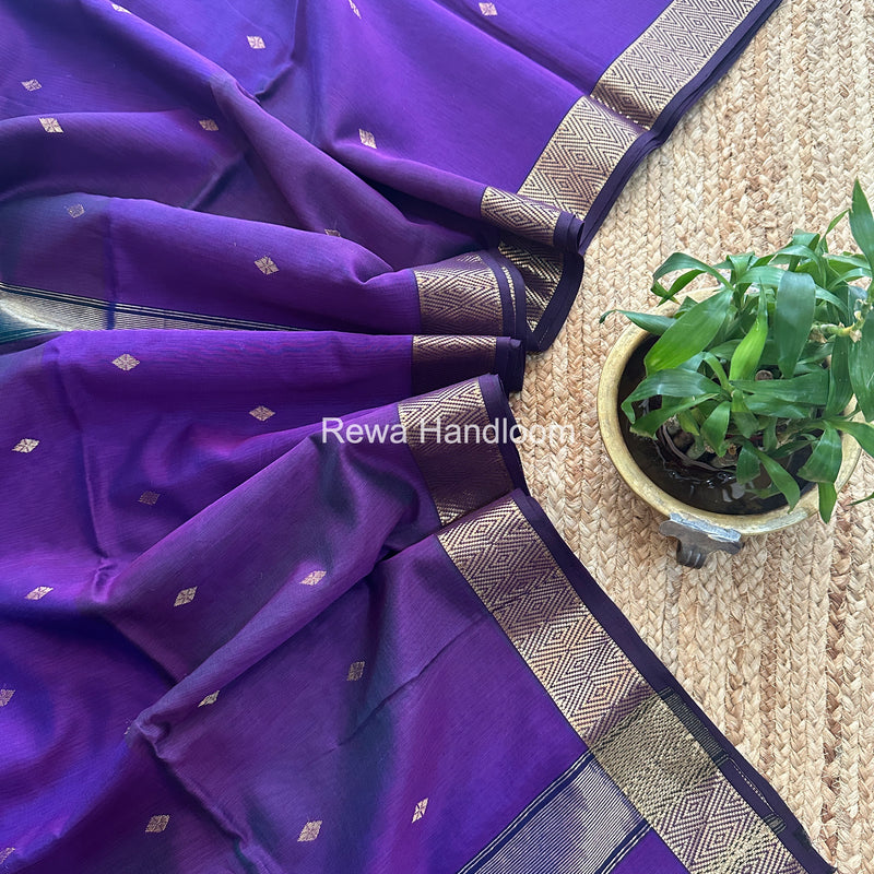 Maheshwari Purple Diamond Shaded Butti Saree DBSS015