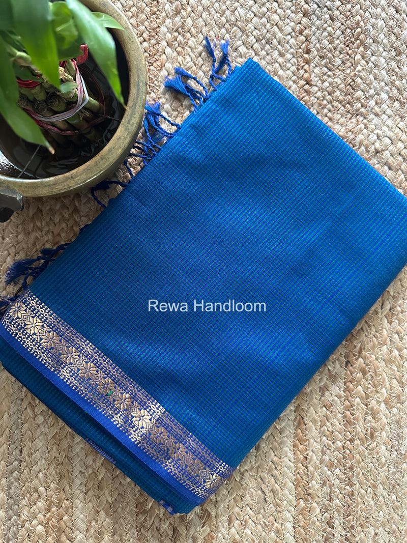 Maheshwari Blue Garbha Reshami Silk Saree GS345
