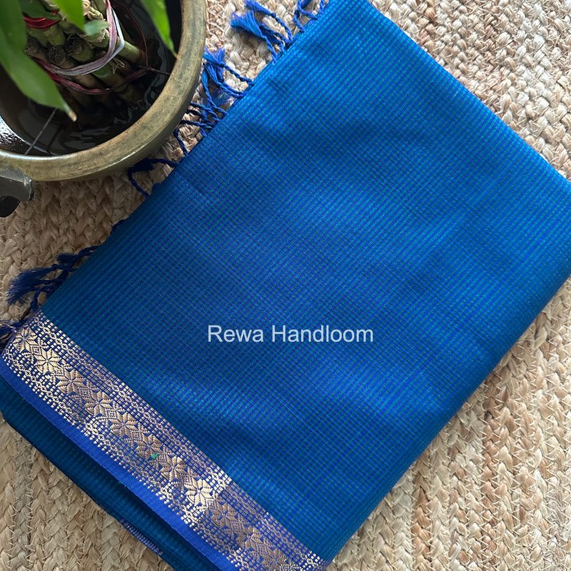 Maheshwari Blue Garbha Reshami Silk Saree GS345