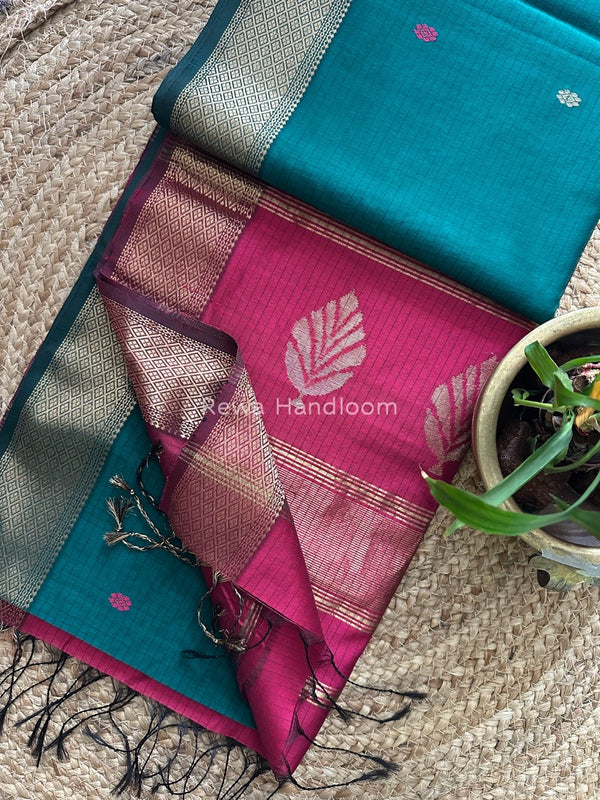Butta Pallu Zari Border Saree ~ Maheshwari Saree