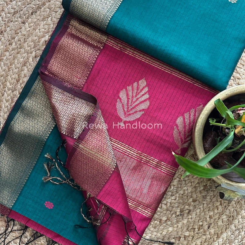 Butta Pallu Zari Border Saree ~ Maheshwari Saree