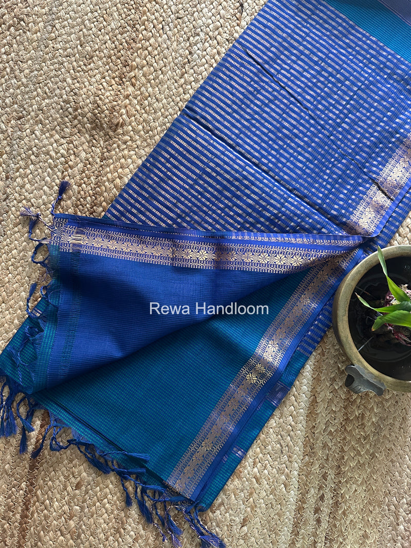 Maheshwari Blue Garbha Reshami Silk Saree GS345